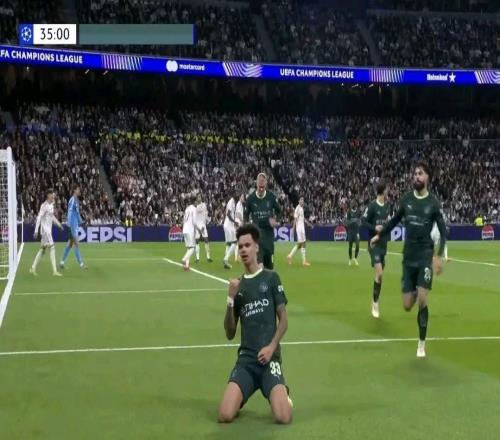 客战皇马破门,曼城后卫奥赖利斩获欧冠生涯首球