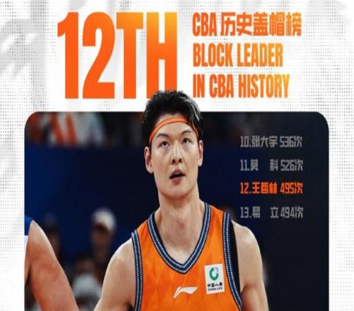 生涯里程碑，王哲林CBA蓋帽總數(shù)達(dá)497次升至歷史第12