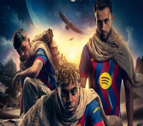 巴萨发布国家德比预热海报,亚马尔、佩德里及埃里克出镜