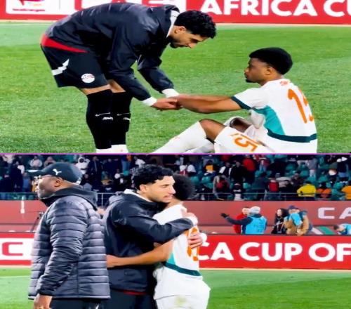 埃及淘汰科特迪瓦后，馬爾穆什最先找到阿馬德并送上安慰