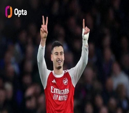 马丁内利本赛季杯赛进球已上双,成赖特后首位达成的枪手球员