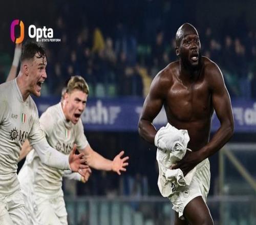 时隔281天再度在联赛进球,为卢卡库五大联赛生涯最长间隔