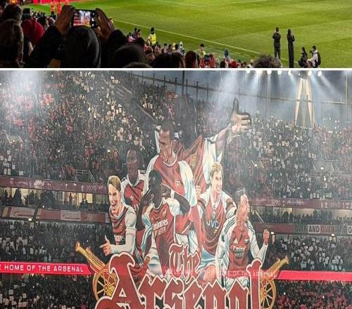 多位枪手传奇在列,阿森纳对热刺的北伦敦德比赛前打出巨幅Tifo