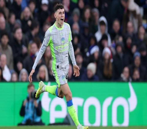 自2324赛季以来福登8次禁区外远射破门,英超同期最多