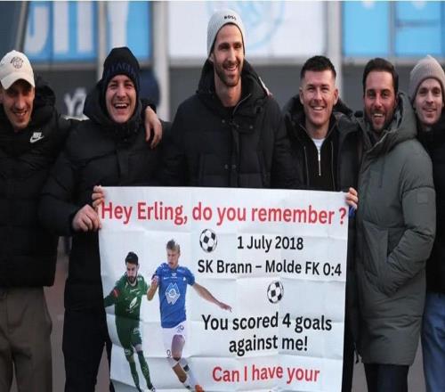 奥地利门将来看哈兰德比赛,他曾被哈兰德单场打进四球