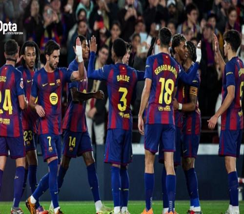 連續38場西甲進球，為巴薩自2013年10月以來最長紀錄