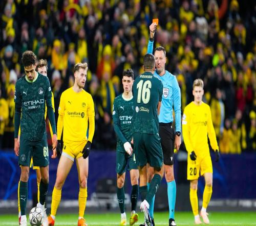 羅德里兩黃僅隔53秒，為魯尼之后英格蘭俱樂部球員在歐冠最快