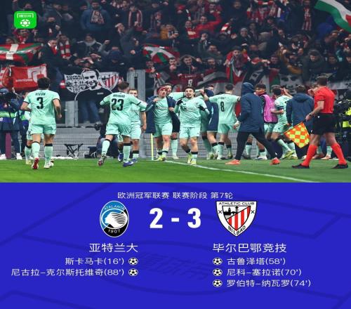畢爾巴鄂競技32逆轉亞特蘭大,納瓦羅兩傳一射,古魯澤塔、塞拉諾破門