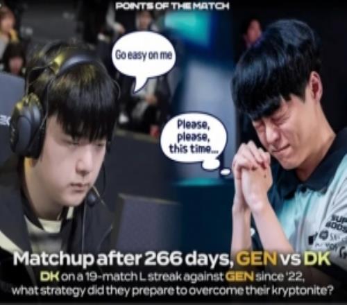 DK与GEN时隔266天再次交手,此前DK对战GEN已19大场连败