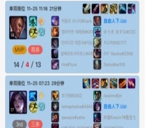 换号了还是过完瘾了连续被传将复出后,Uzi已经四天未登上韩服帐号