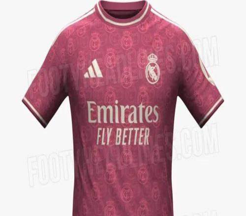 皇马2627赛季第三球衣谍照:粉色回归,队徽暗纹遍布全身