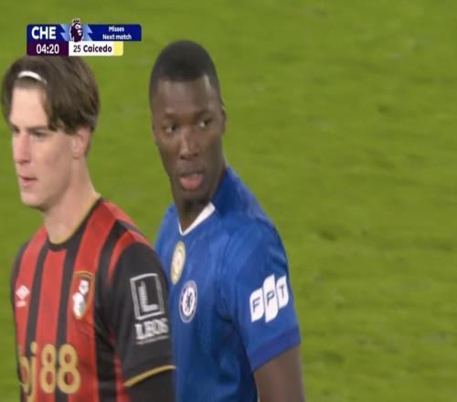 连续三轮染黄并累积五张,凯塞多将在对阵曼城时停赛