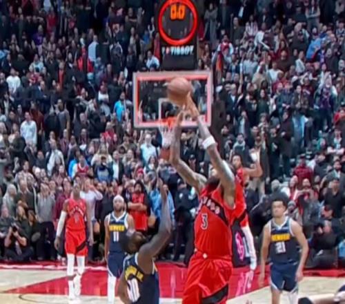 莺歌30+8绝平三分超时无效!约基奇伤停掘金险胜猛龙巴恩斯三双