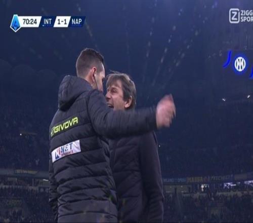 又染红了,孔蒂因国米获得点球对裁判爆粗口被罚下