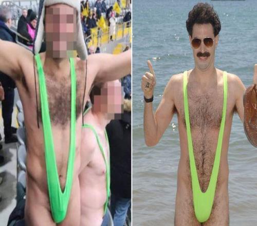 三名球迷扮成“波拉特”看欧冠,当场被判刑入狱5天