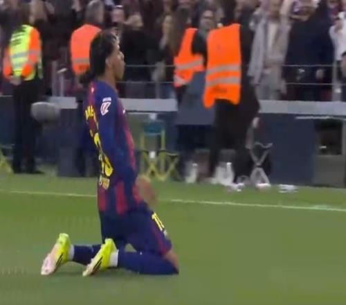 远射世界波！亚马尔滑跪庆祝，创西甲单季纪录，5场连造6球