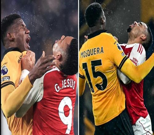 热苏斯本来倒地不起,听到终场哨响跳起来和对手爆发肢体冲突