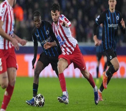 马竞欧冠对布鲁日4场不胜,只有对皇马时才遭遇更长不胜