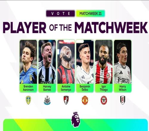 英超第21轮最佳球员候选：谢什科、塞门约、哈维巴恩斯在列