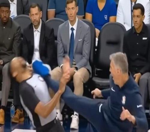 看热闹！奥尼尔转发AI生成的科尔拳打脚踢暴揍裁判视频