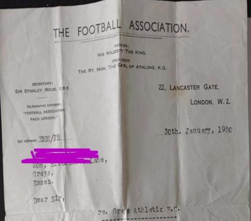 一球迷晒祖父1950年被禁赛文书：业余球员比赛拿报酬被禁赛两年