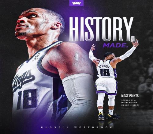 超越奥斯卡罗伯特森！威少加冕NBA历史控卫得分王