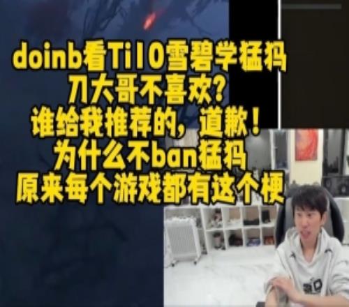 doinb看Ti10雪碧学猛犸:刀大哥不喜欢谁给我推荐的,道歉!